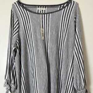 Max Studio Vertical Stripe Pullover Top Plus Size 2X NWT